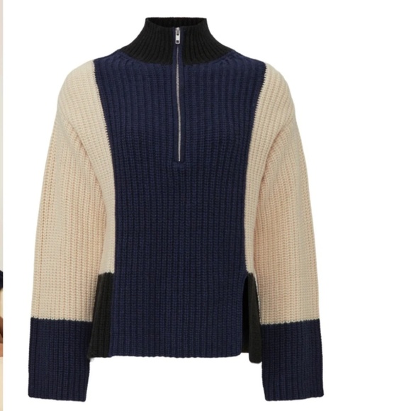 Victor Alfaro Sweater Colorblock Half Zip Sweater Wool Blend Medium -Large - Picture 5 of 12